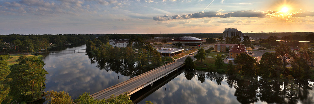 east side of campus bayou sunrise sunrise looking east across bayou